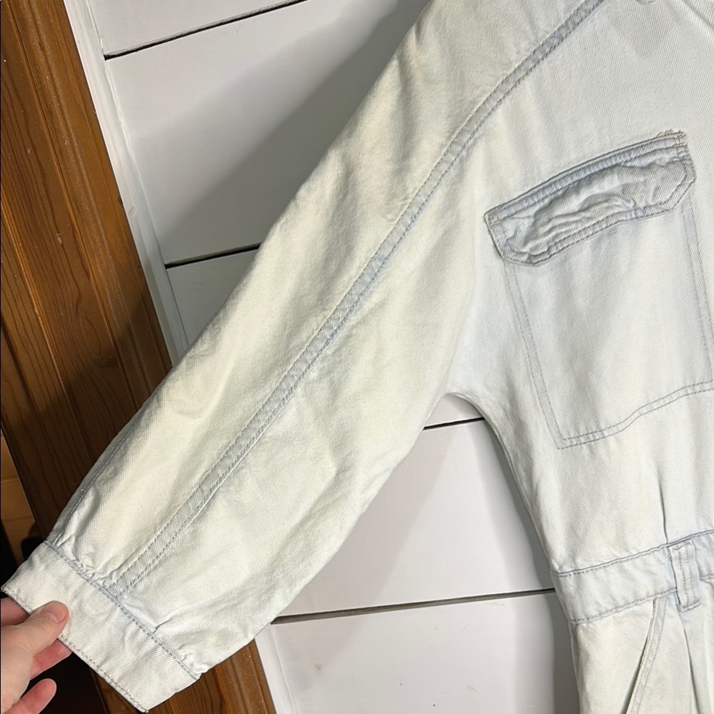 Free People We The Free Sammie Denim Boho Coveralls Medium - Picture 4 of 9